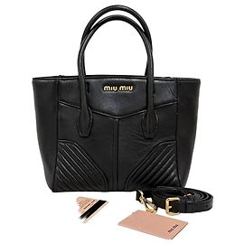 Miu Miu Borsa Tote Biker in Nappa Borsa a Tracolla Nera