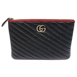 Gucci Pouch Clutch GG Marmont in pelle matelassé nera