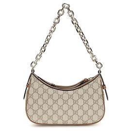 Borsa a tracolla Gucci GG Emblem in tessuto monogramma beige
