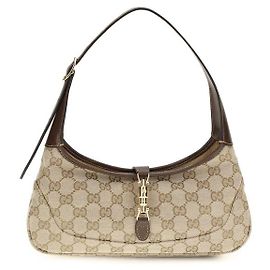 Borsa a spalla Gucci Jackie Slim Beige in tessuto GG e pelle
