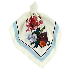 Pañuelo de seda blanco con estampado floral Maison Martin Margiela