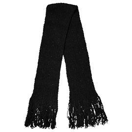 Dolce & Gabbana Sciarpa Foulard in Lana Nera con Frange