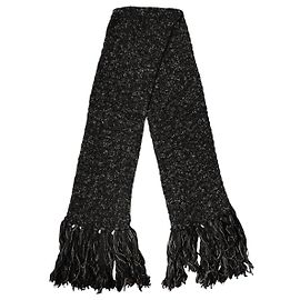 Dolce & Gabbana Sciarpa Foulard in Lana Nera con Frange