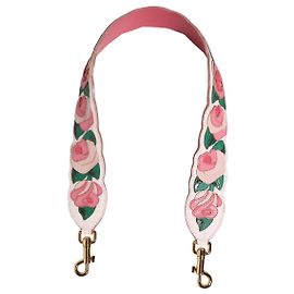 Dolce & Gabbana Tracolla per borsa in pelle di vitello bianca floreale Accessorio spalla