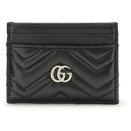 Gucci GG Marmont Black Chevron Matelassé Leather Cardholder