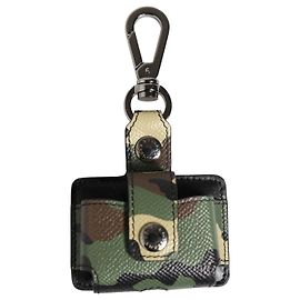 Dolce & Gabbana Custodia Airpods in pelle camouflage multicolore con accessorio in metallo