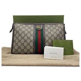 Gucci Pouch Medium Ophidia GG Supreme Canvas Beige Brown