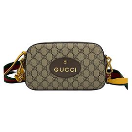 Gucci Borsa Messenger Neo Vintage GG Supreme Canvas Web, Borsa Camera, Borsa a Tracolla, Borsa Crossbody Beige Brown