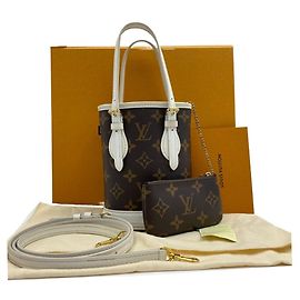 Louis Vuitton Mini Tote Bag Nano Bucket in Tela Monogram Borsa a Tracolla Borsa a Spalla Brown White