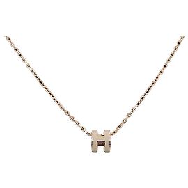 Hermès Colar feminino com corrente em ouro rosa e mini pingente