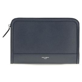 Dolce & Gabbana Blue Calf Leather Bos Taurus Clutch Bag