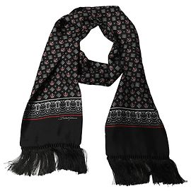 Dolce & Gabbana Sciarpa scialle in seta nera con frange Crown
