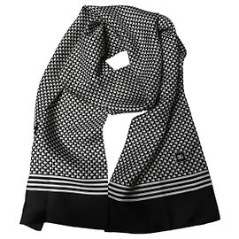 Dolce & Gabbana Sciarpa foulard in seta geometrica bianco e nero