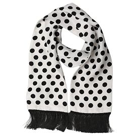 Dolce & Gabbana Sciarpa stola in pizzo a pois bianco e nero con frange