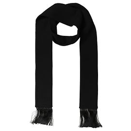 Dolce & Gabbana Sciarpa foulard in lana lavorata a maglia nera con frange da uomo