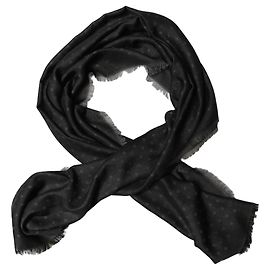 Dolce & Gabbana Sciarpa in viscosa a pois con frange e pizzo da uomo, nera