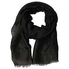 Dolce & Gabbana Stola in pizzo con bordi frangiati e logo DG nero