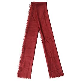 Dolce & Gabbana Foulard Wrap X Sciarpa in Cashmere e Seta Rosso con Frange