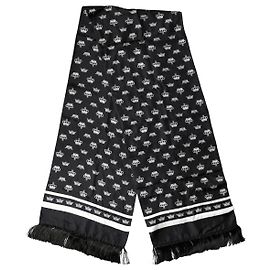Dolce & Gabbana Sciarpa Crown Fringe Neck Wrap in seta nera x . Scarf