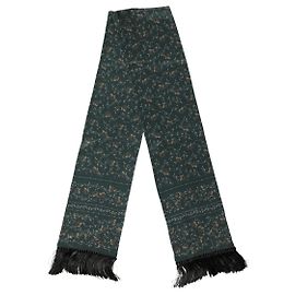 Dolce & Gabbana Sciarpa X in seta verde con motivo floreale e frange