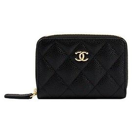 Chanel Porta-moedas Classic Caviar Coin Purse Black Gold