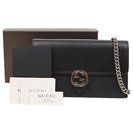 Gucci Mini borsa a tracolla nera con catena GG intrecciata