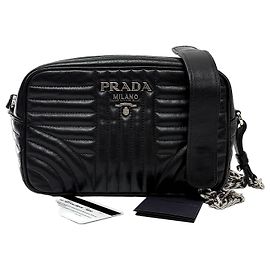 Prada Diagram Silver Chain Camera Bag Crossbody Black