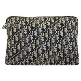 Dior Pouch piatta con zip Oblique Jacquard Blu