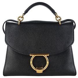 Salvatore Ferragamo Bolso de hombro Margo Ganchini con asa superior dorada