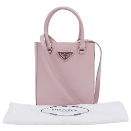 Prada Borsa Tote piccola in pelle spazzolata con logo Triangle Alabaster Pink