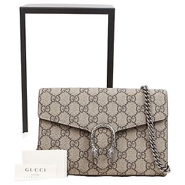 Gucci Borsa a tracolla portafoglio con catena Dionysus GG Supreme Beige