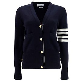 Thom Browne Diagonaler Cardigan aus Baumwoll-Crepe Milano-Stich Navy