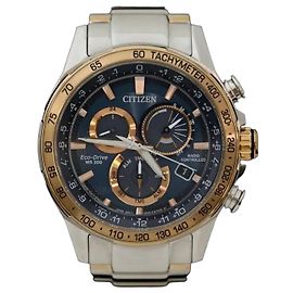 Autre Marque Eco-Drive Steel Combination Blue Dial