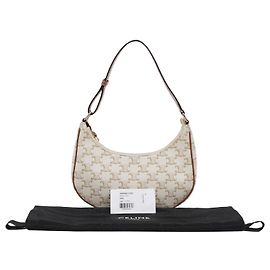 Céline Medium Triomphe Canvas Leather White
