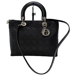 Dior Borsa Tote Lady Cannage Black Silver Medium
