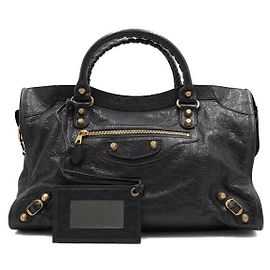 Balenciaga Bolso Tote y Bolso de Hombro New Giant City Motor Bag en Piel Gris Oscuro
