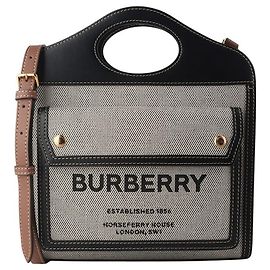 Burberry Mini borsa a tracolla in tela bicolore con tasca