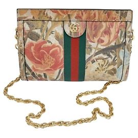 Gucci Mini Borsa a Tracolla Ophidia GG Flora con Catena Dorata