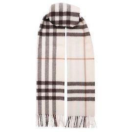 Burberry Bufanda de cashmere Giant Check Pebble White