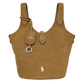 Ralph Lauren Logo Wildleder Tote Crossbody Tasche Braun