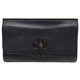 Gucci Borsa a pochette Daily in pelle nera con bambù