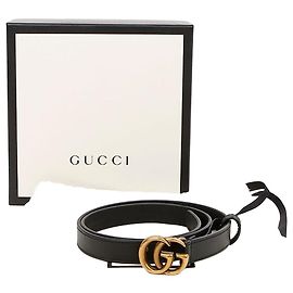 Gucci Ledergürtel mit GG-Schnalle Schwarz Antikmessing
