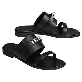 Hermès Sandali Ciabatte Kelly Buckle Noir