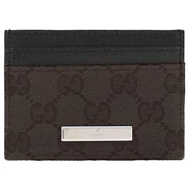 Gucci GG Kartenhalter aus Stoff und Leder Braun