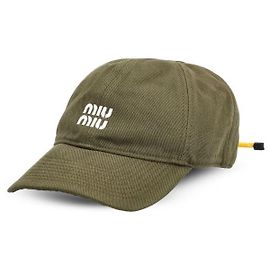 Gorra de béisbol de denim Miu Miu Verde Bosque Amarillo