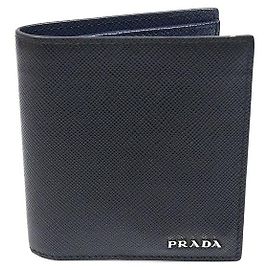 Prada Black Saffiano Leather Logo Wallet