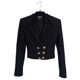 Balmain Giacca corta in tweed doppiopetto da donna