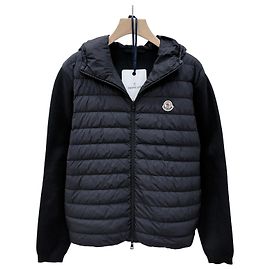 Moncler Hooded Knit Padded Jacket Black