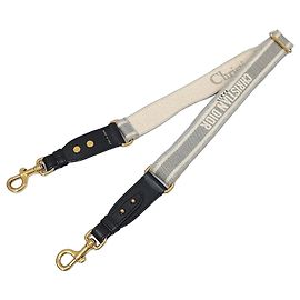 Dior Grauer bestickter Canvas-Schultergurt mit Ring