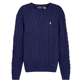 Ralph Lauren Zopfstrick mit Pony-Stickerei Blue